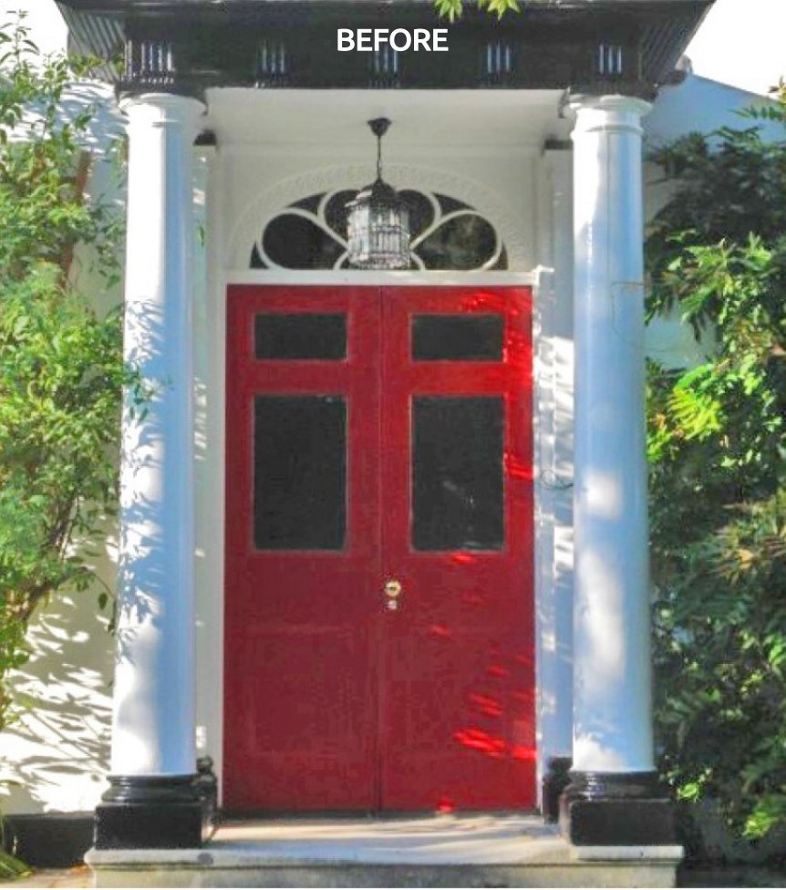 Leigh House doric entrance porch before refurbishment