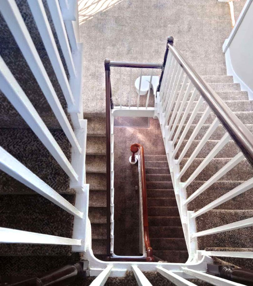 Leigh House refurbished stairway